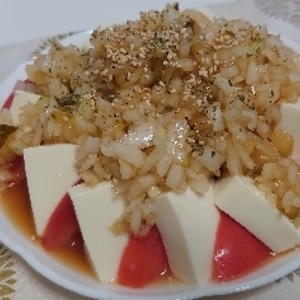 うまっ！トマトと豆腐のサラダ☆玉ねぎドレッシングで